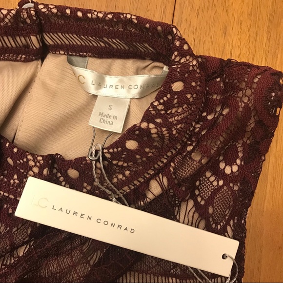 LC Lauren Conrad Mock Neck Allover Lace Halter - Picture 7 of 8